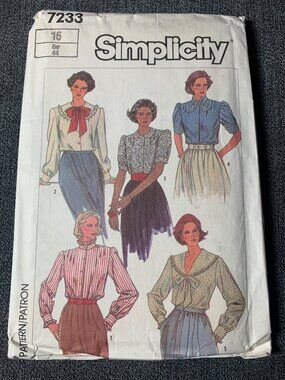 Simplicity Misses Shirt Sewing Pattern Size 16 7233 Uncut